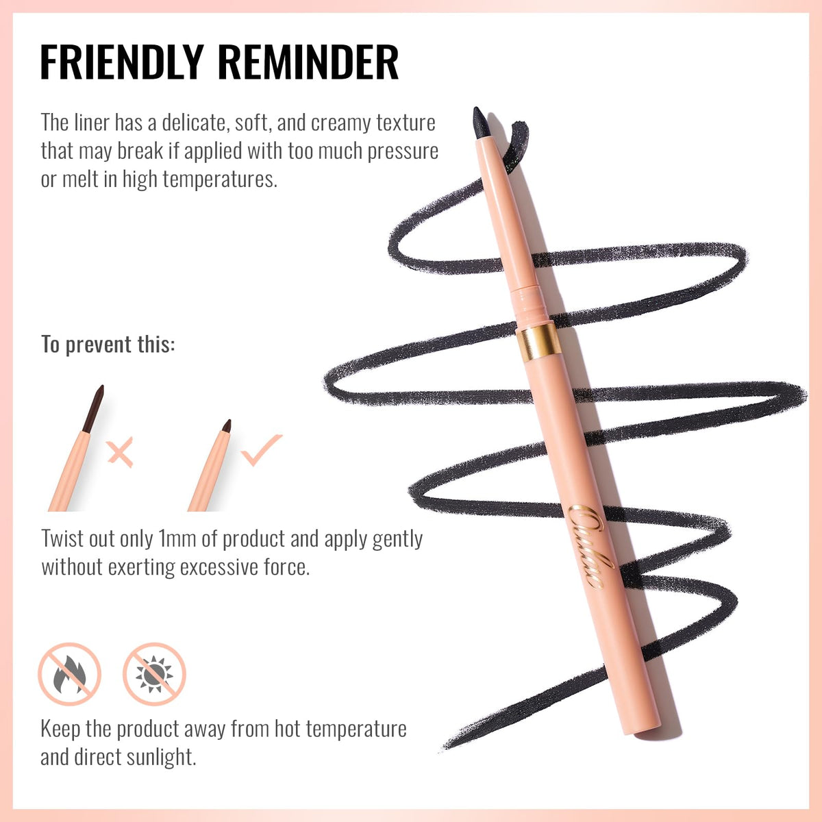 Oulac Pink Retractable Lipliner Pencil with lip makeup look