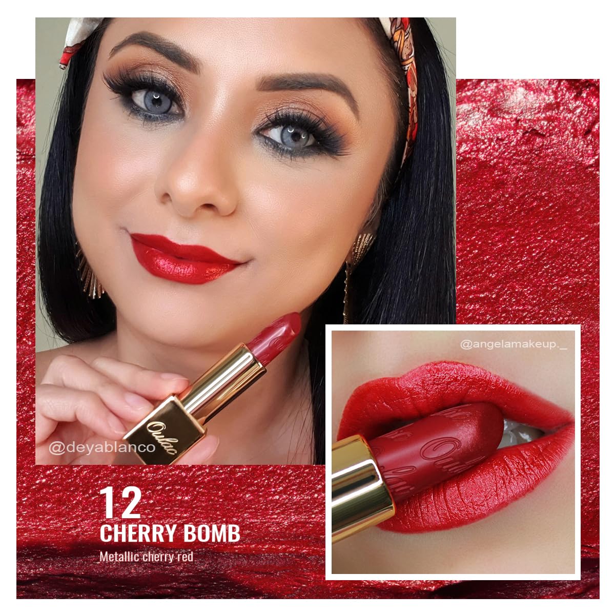 Oulac Red Lipstick Cherry Bomb open with visible lipstick