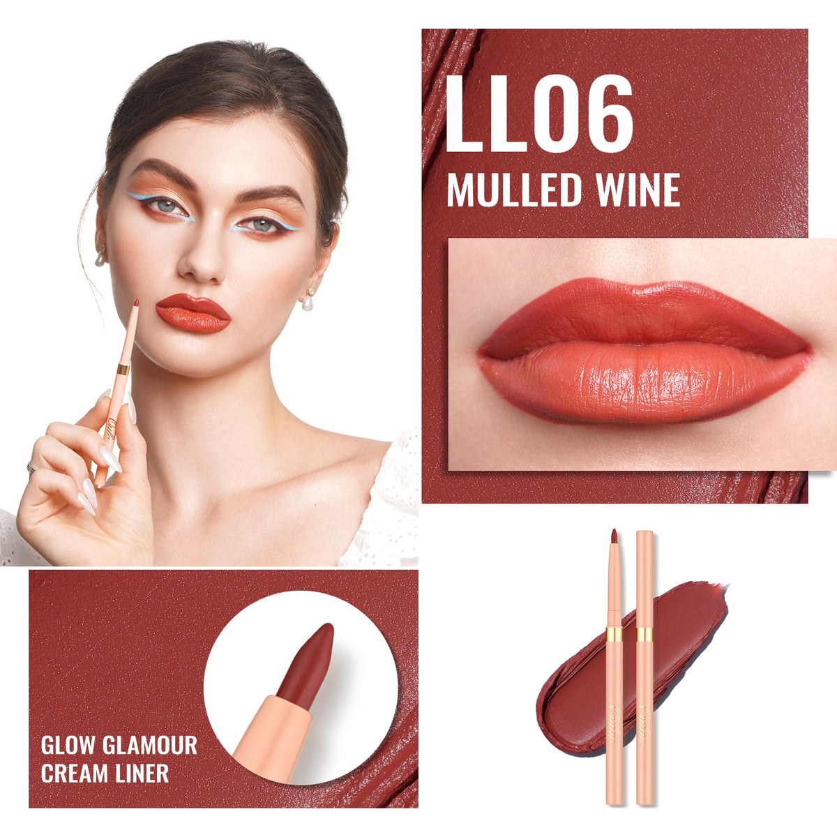 Oulac Waterproof Lipliner Pencil LL06 Mulled Wine retractable tip