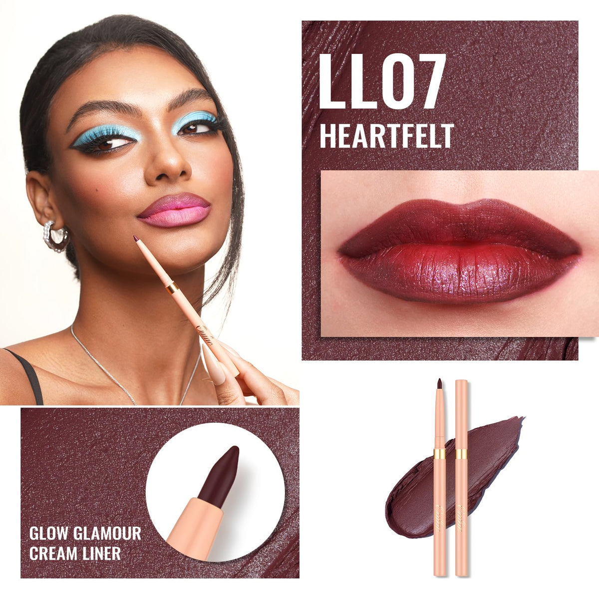 Oulac Waterproof Lipliner Pencil LL07 Heartfelt retractable tip