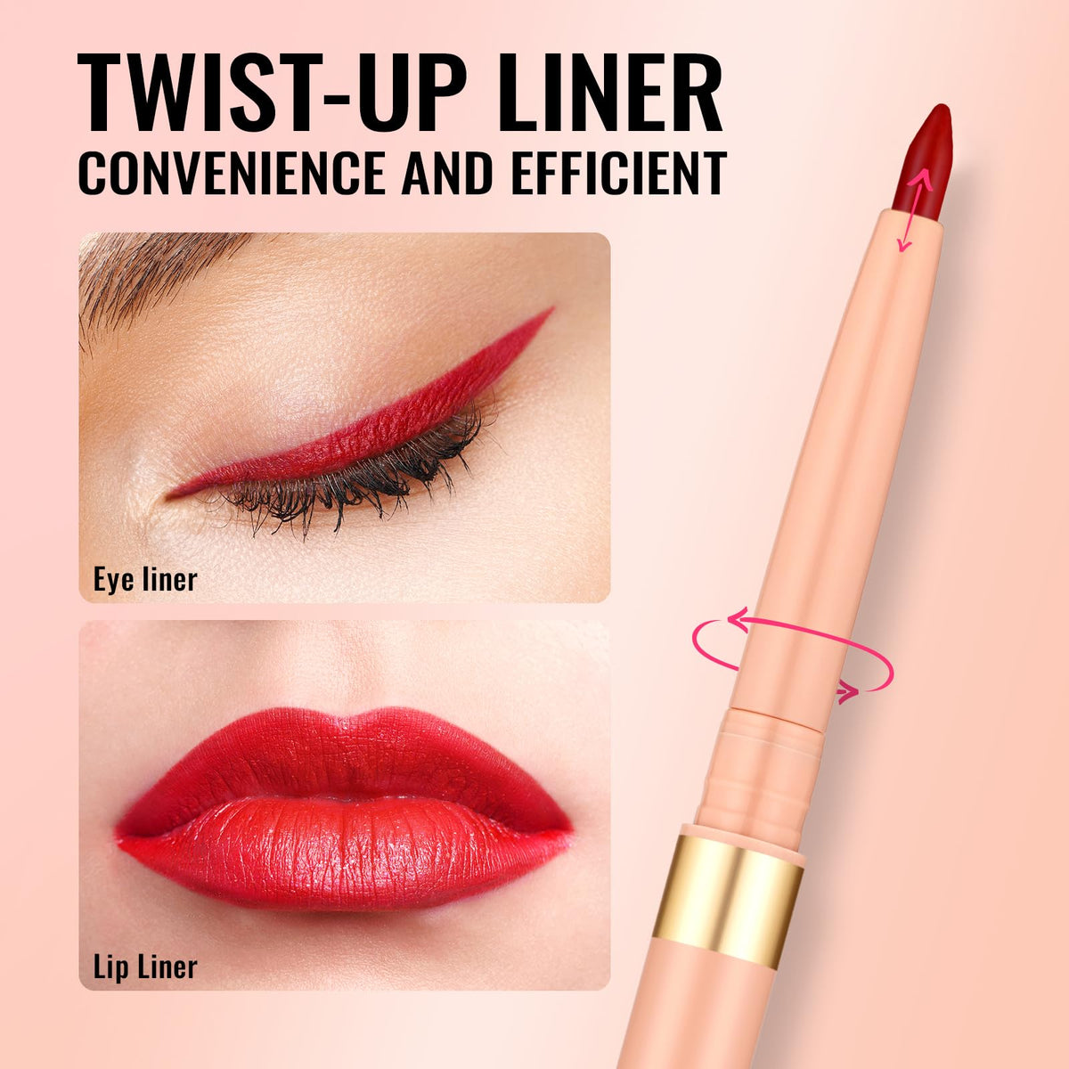 Oulac Waterproof Lipliner Pencil LL08 Ruby swatch on skin