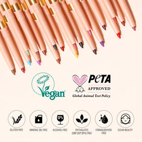 Oulac Waterproof Lipliner Pencil LL08 Ruby with lip makeup