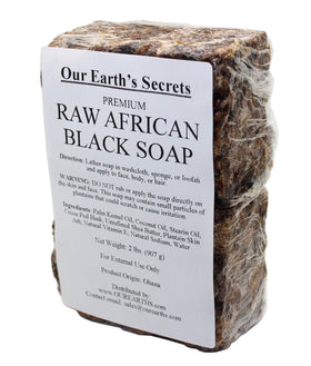 Our Earth's Secrets Raw African Black Soap 2 lbs front view