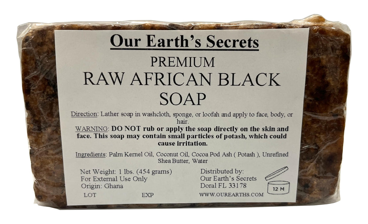 Our Earth's Secrets Raw African Black Soap 470g front view