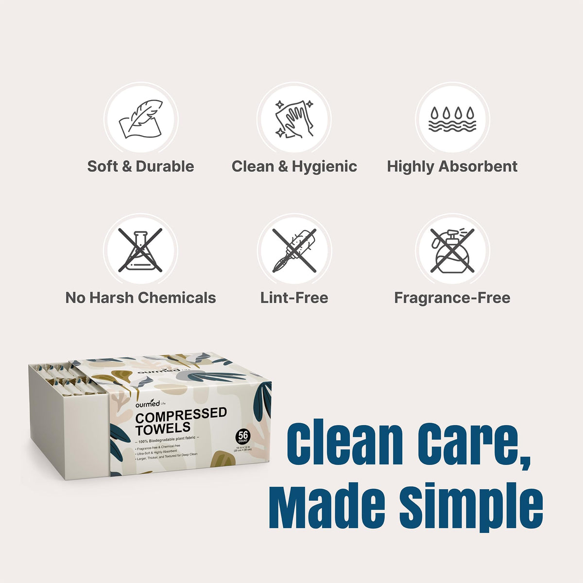 Ourmed Life Compressed Towel displayed with outdoor gear