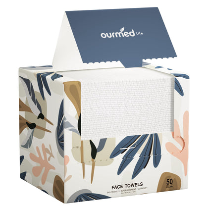 Ourmed Life Disposable Face Towels 10x12 inch XL pack front view