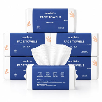 ourmed life Disposable Face Towels 600 Count front view