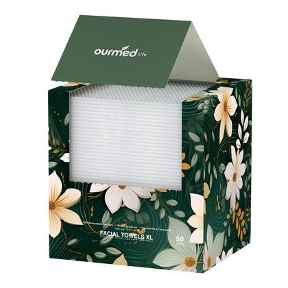 ourmed life disposable face towels front view, 12x10 inch