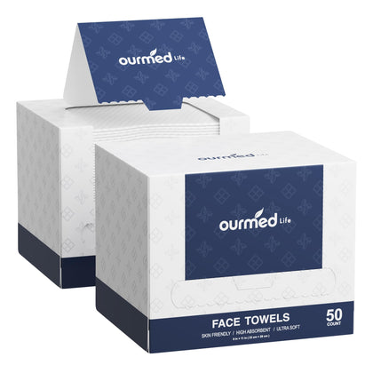 ourmed life disposable face towels XL pack front view