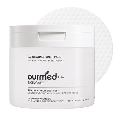 ourmed life Gentle Exfoliating Toner Pads packaging front view