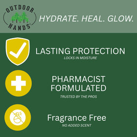 Outdoor Hands Intense Skin Therapy Cream 3.4oz back view with ingredients