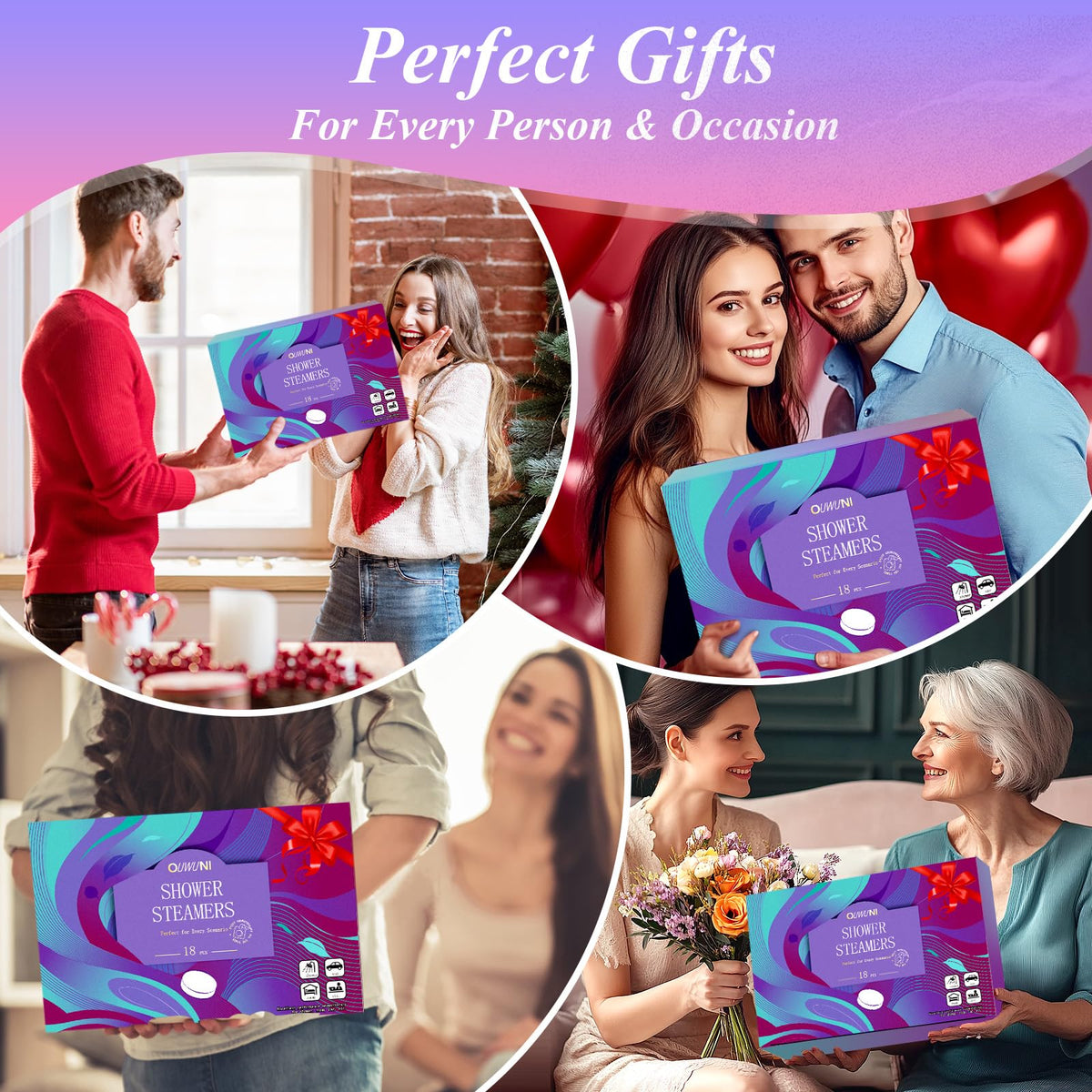 Ouwuni Rose shower steamer in a relaxing setting