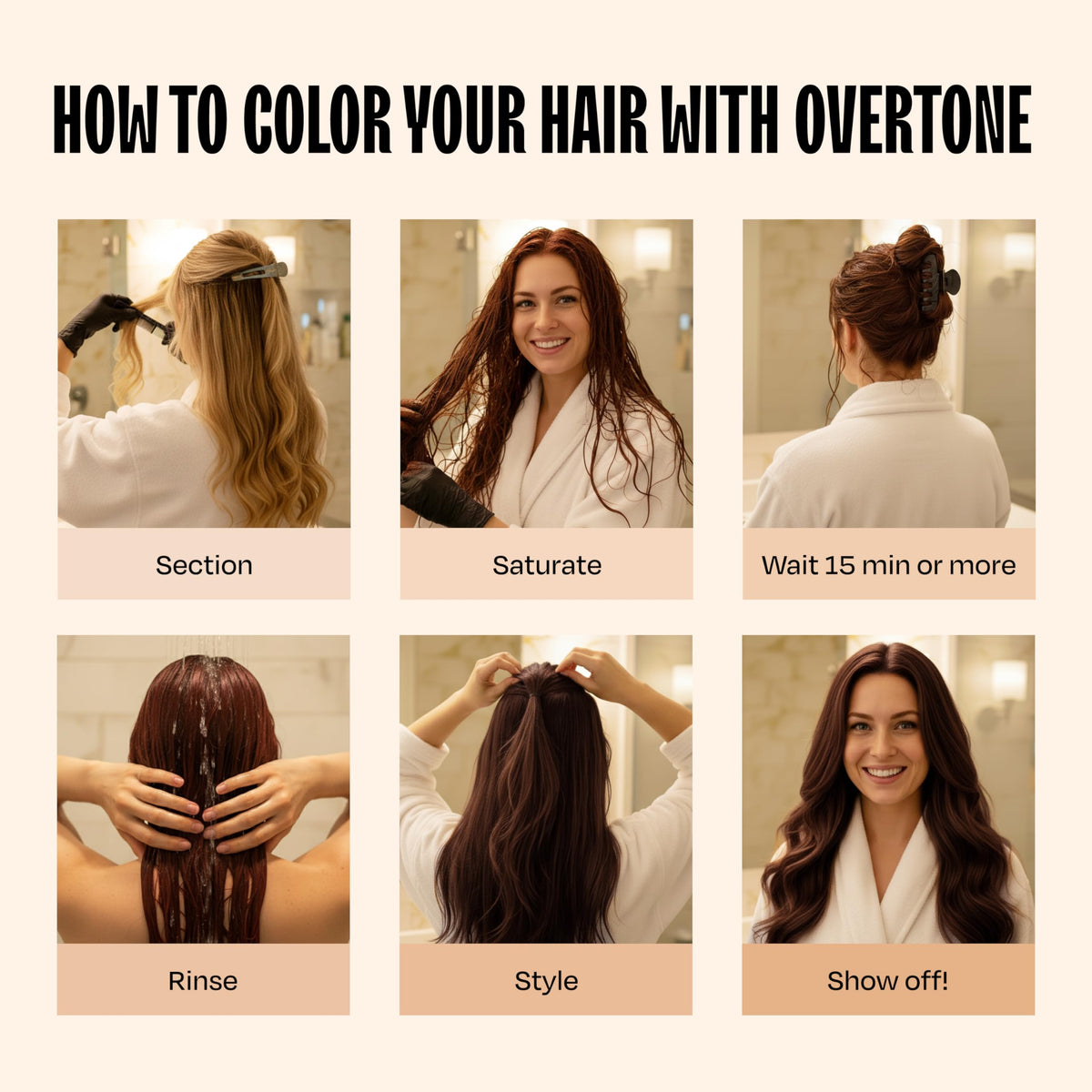 oVertone Auburn Brown Hair Mask before and after results