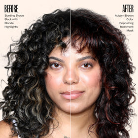 oVertone Auburn Brown Hair Mask with hair care accessories