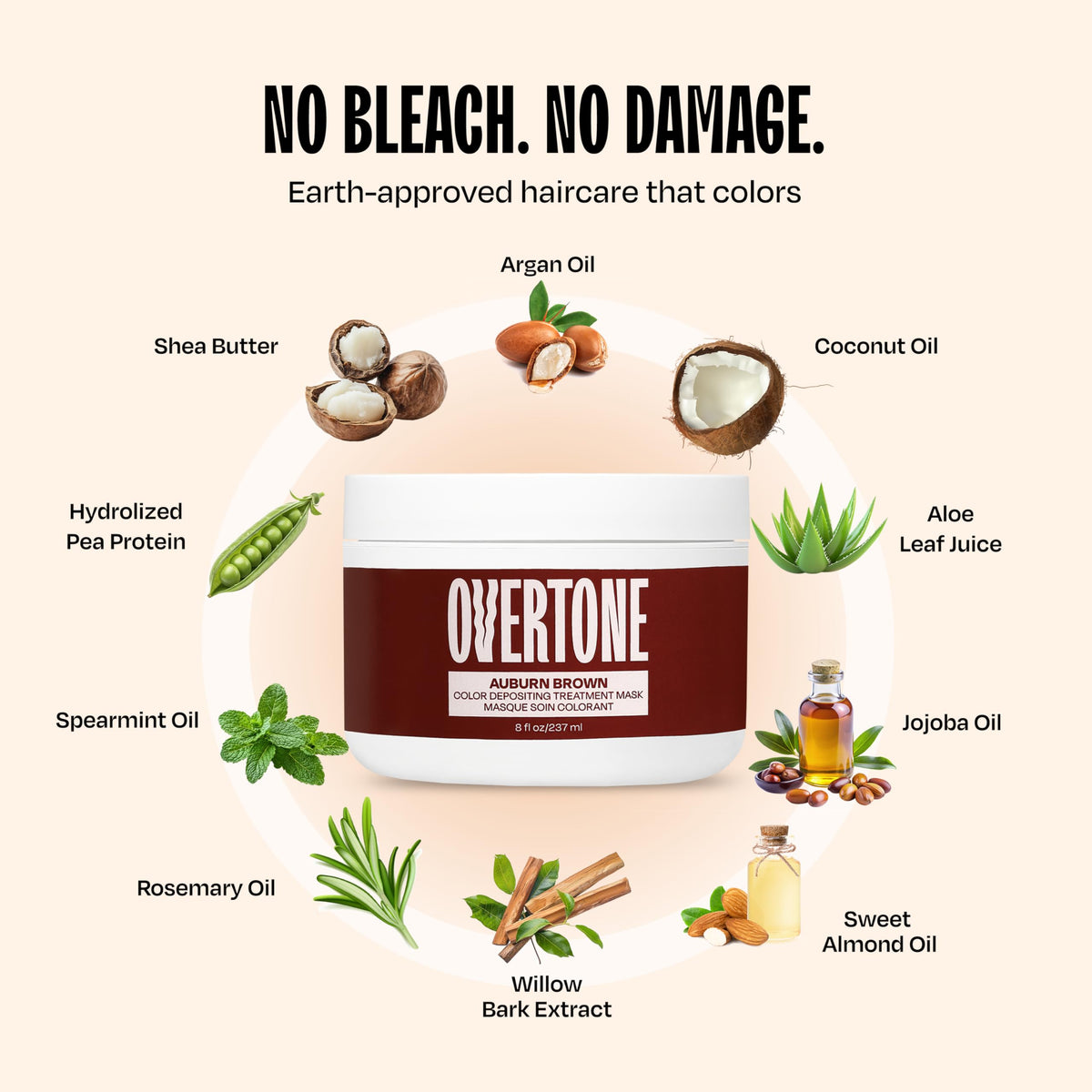 oVertone Auburn Brown Hair Mask with natural oils