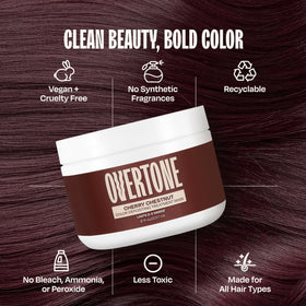oVertone Cherry Chestnut Hair Mask on a bathroom shelf