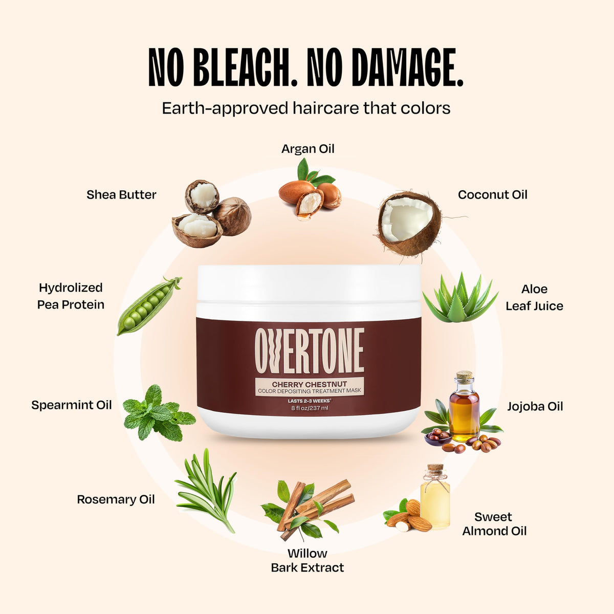 oVertone Cherry Chestnut Hair Mask with vibrant hair results