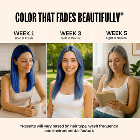 oVertone Cosmic Cobalt Hair Mask in a bathroom setting