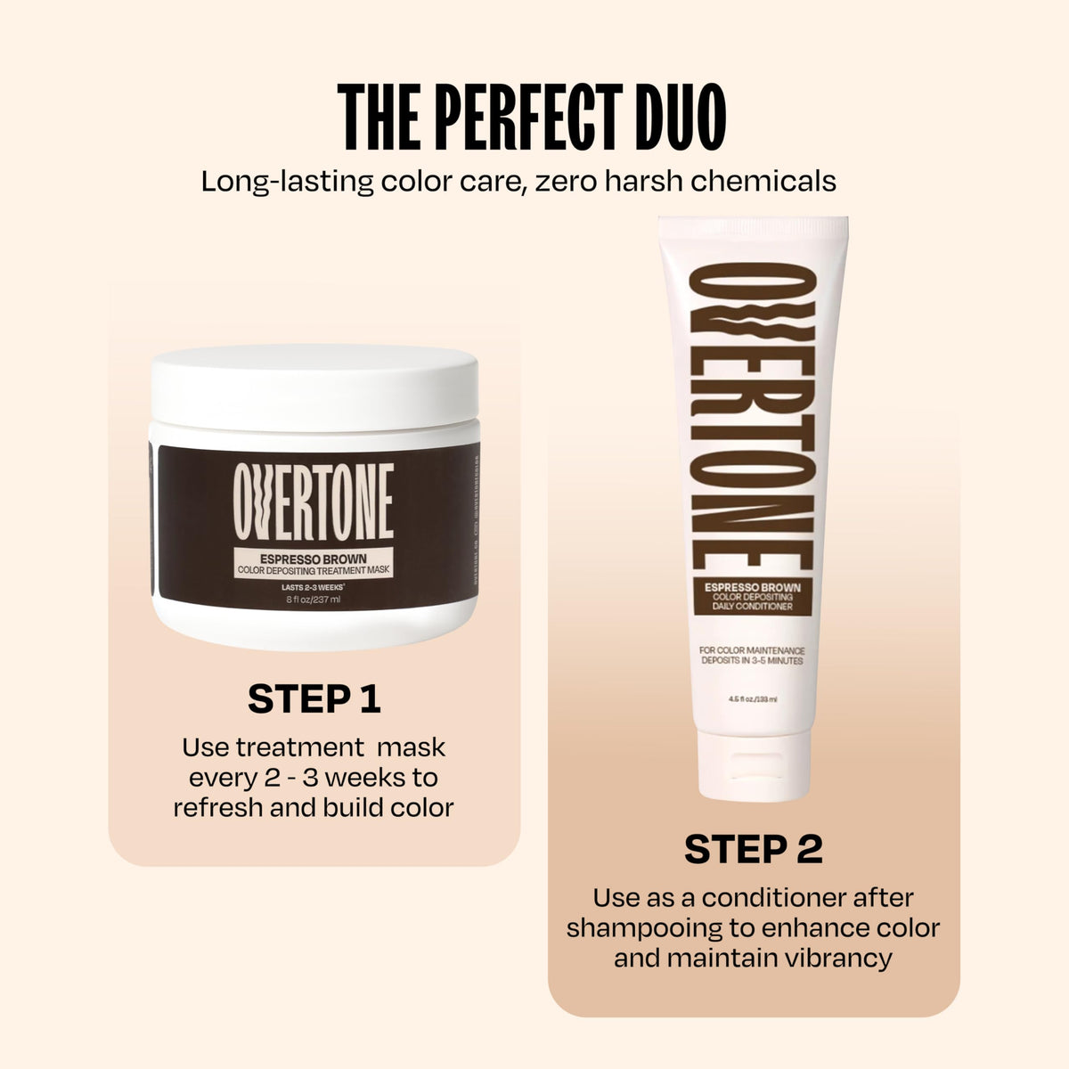 oVertone Espresso Brown Hair Mask application on hair