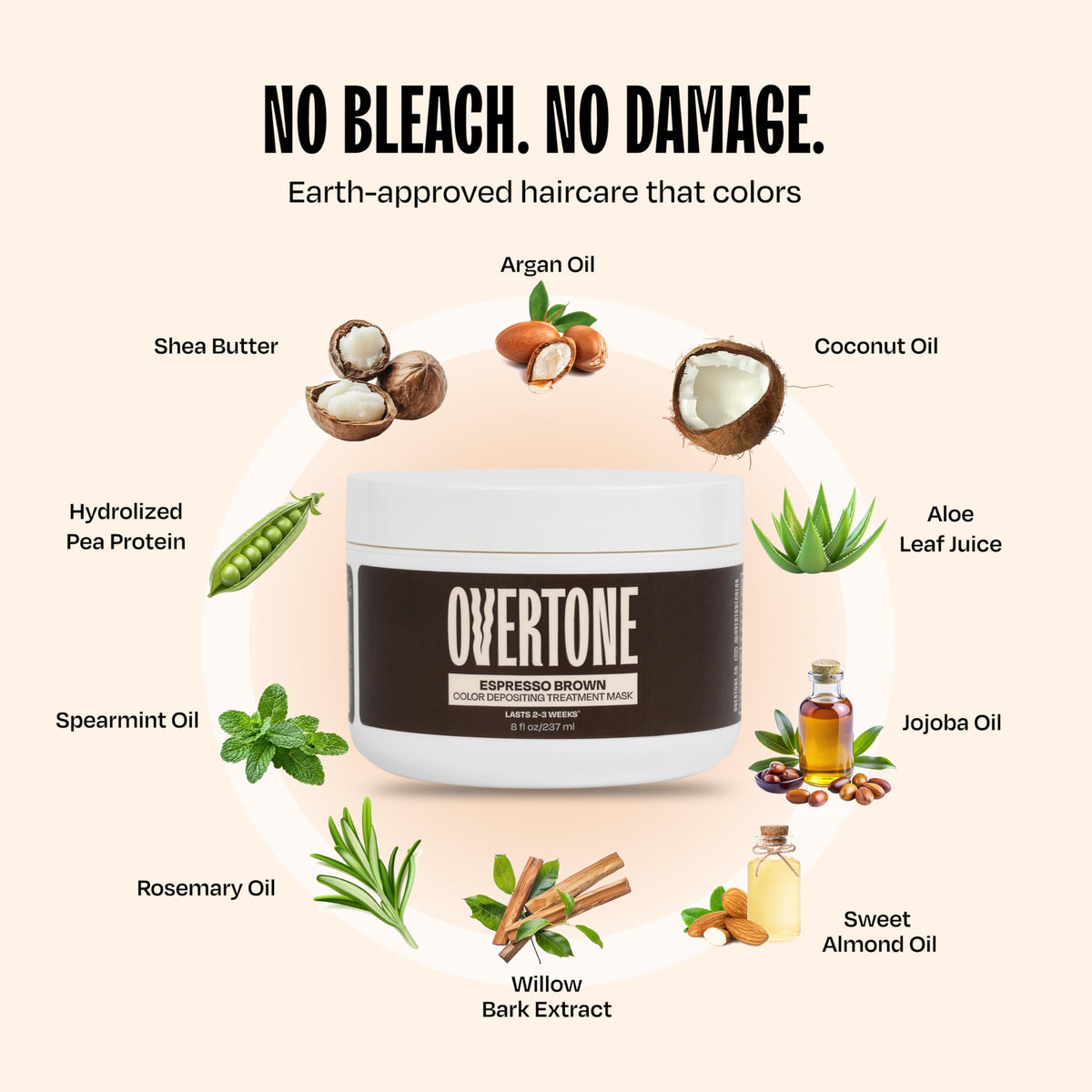 oVertone Espresso Brown Hair Mask in use during hair