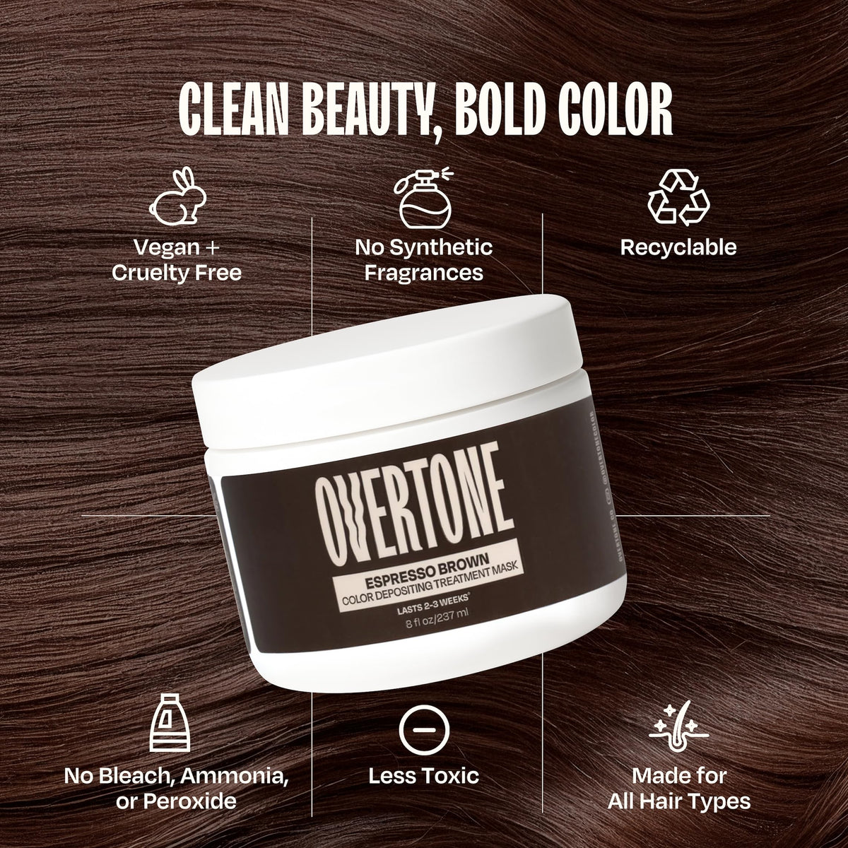 oVertone Espresso Brown Hair Mask with natural oils