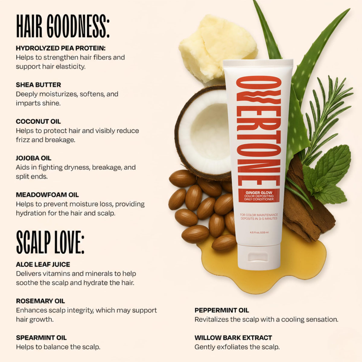 oVertone Ginger Glow Daily Conditioner 168g texture close-up
