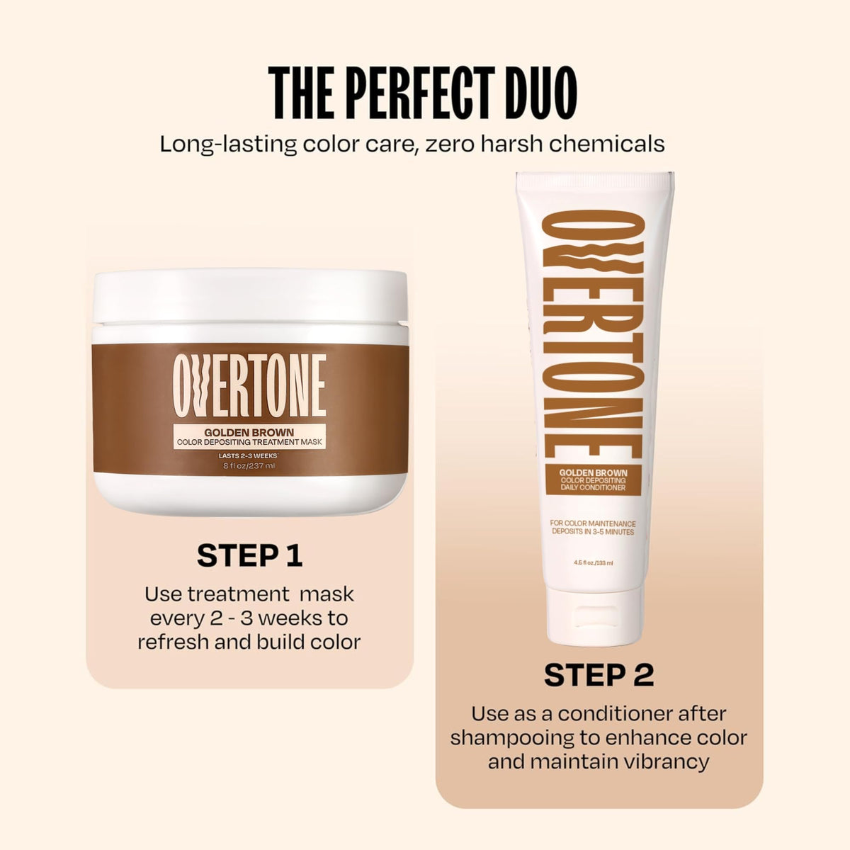 oVertone Golden Brown Hair Mask application on hair