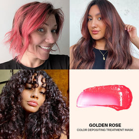 oVertone Golden Rose conditioner on shower shelf