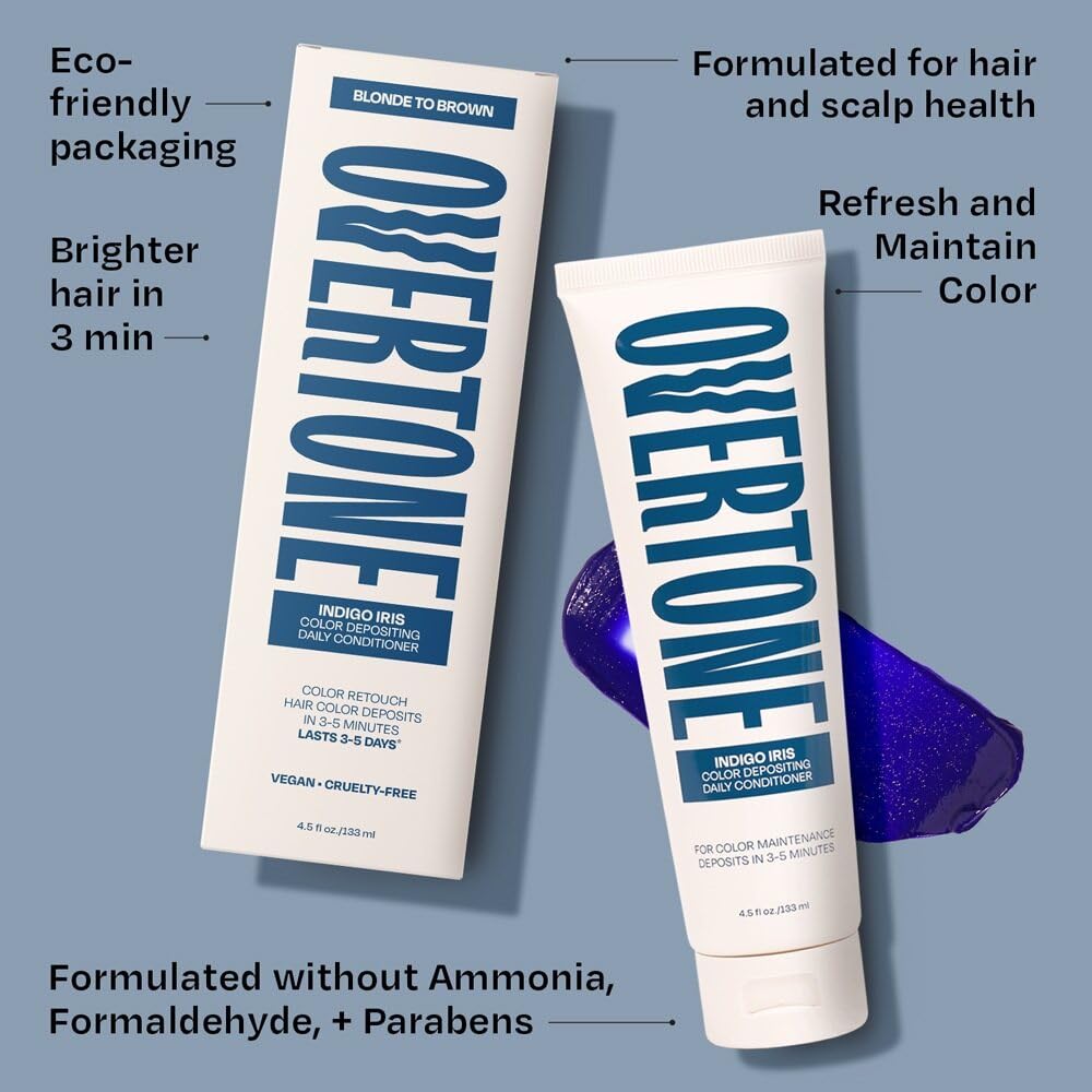 oVertone Indigo Iris conditioner with shea butter and coconut oil
