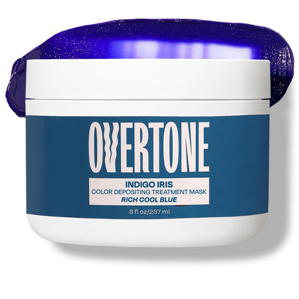 oVertone Indigo Iris Hair Mask front view with packaging
