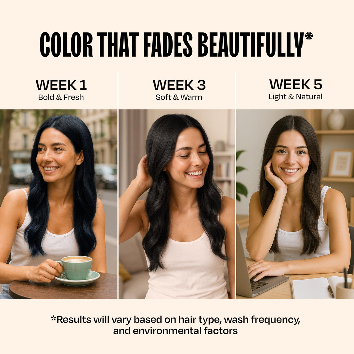 oVertone Indigo Iris Hair Mask with hair after application