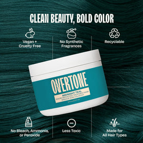 oVertone Midnight Teal Hair Mask in use with model