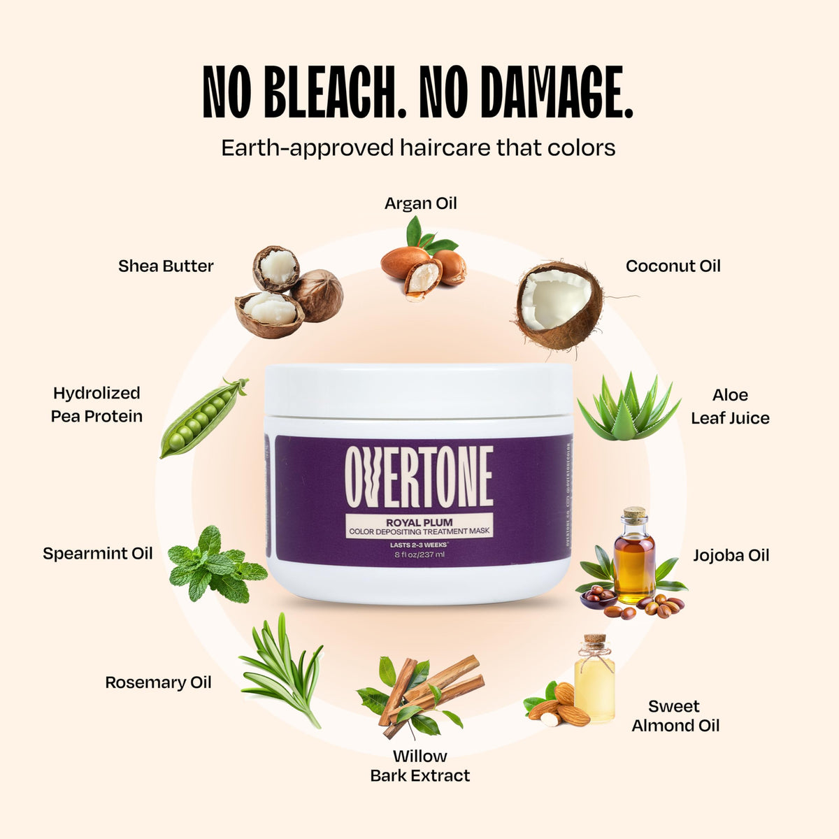 oVertone Royal Plum Hair Mask in a bathroom setting