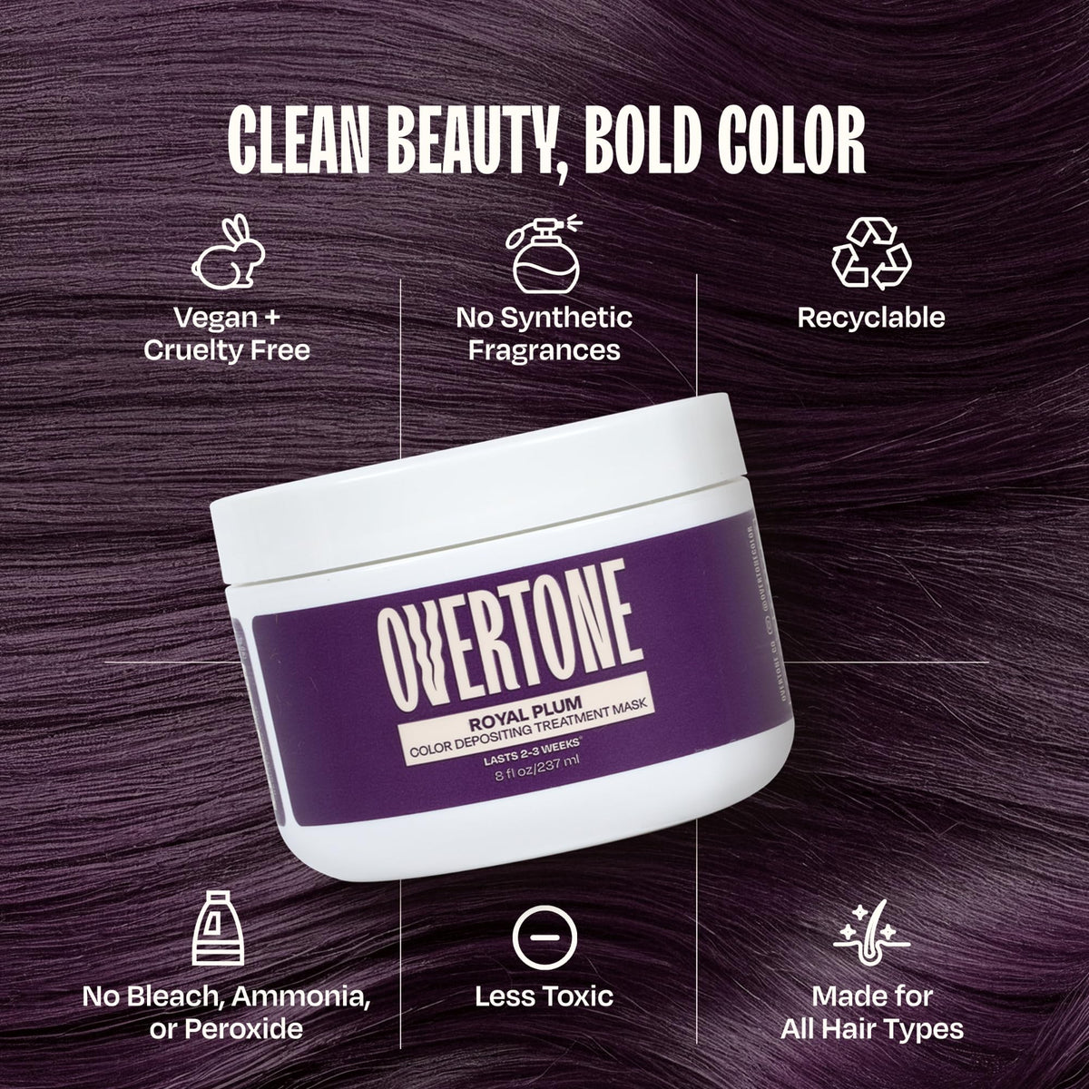 oVertone Royal Plum Hair Mask lifestyle scene with model