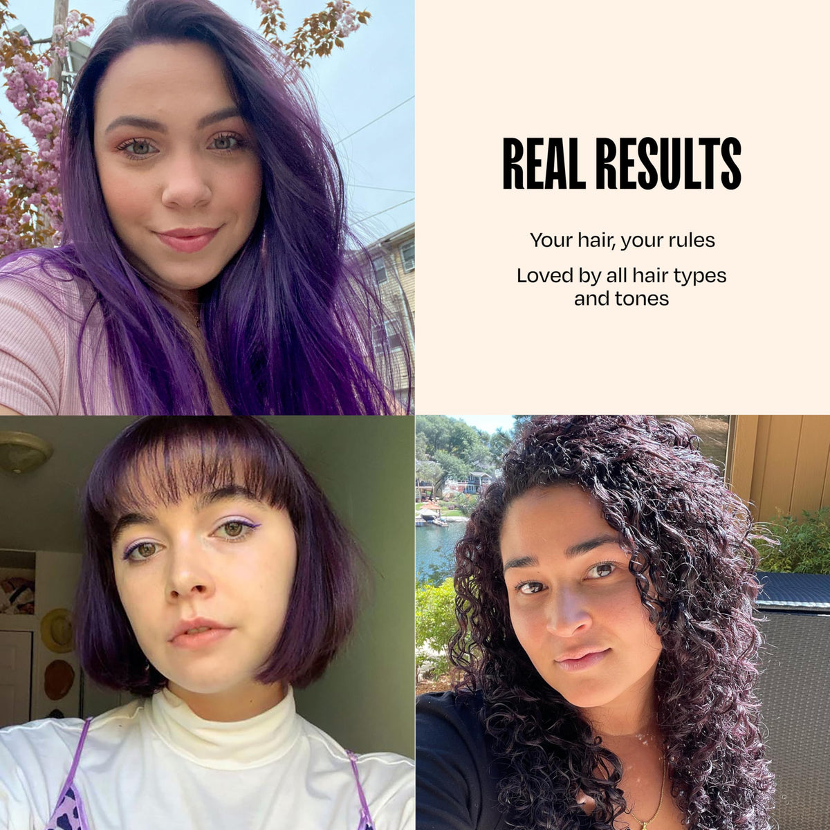 oVertone Royal Plum Hair Mask on a vanity with hair tools