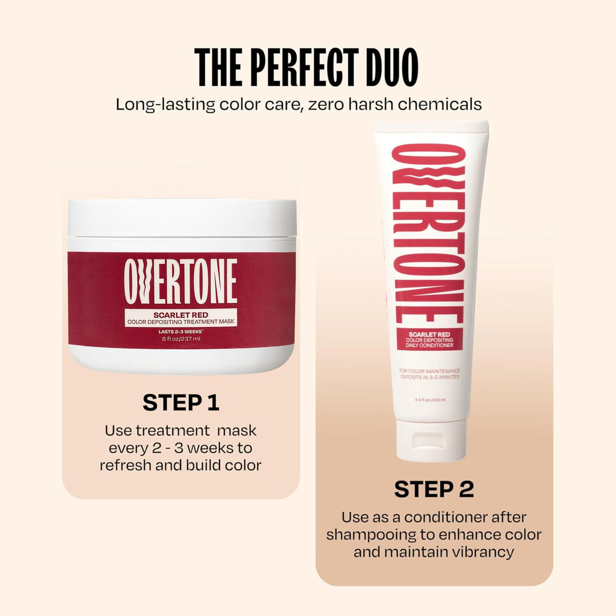 oVertone Scarlet Red Hair Mask ingredients list on packaging