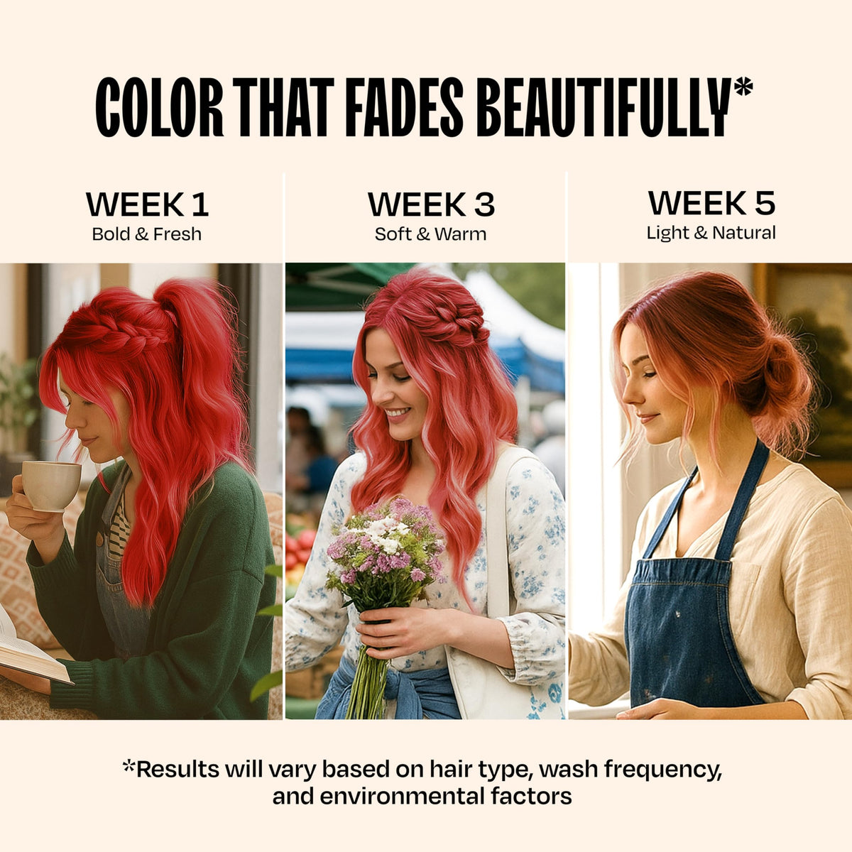 oVertone Scarlet Red Hair Mask lifestyle scene with model