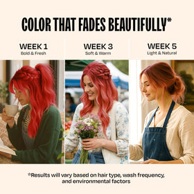 oVertone Scarlet Red Hair Mask lifestyle scene with model