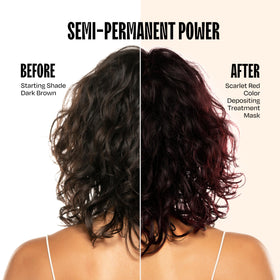 oVertone Scarlet Red Hair Mask showing application on hair