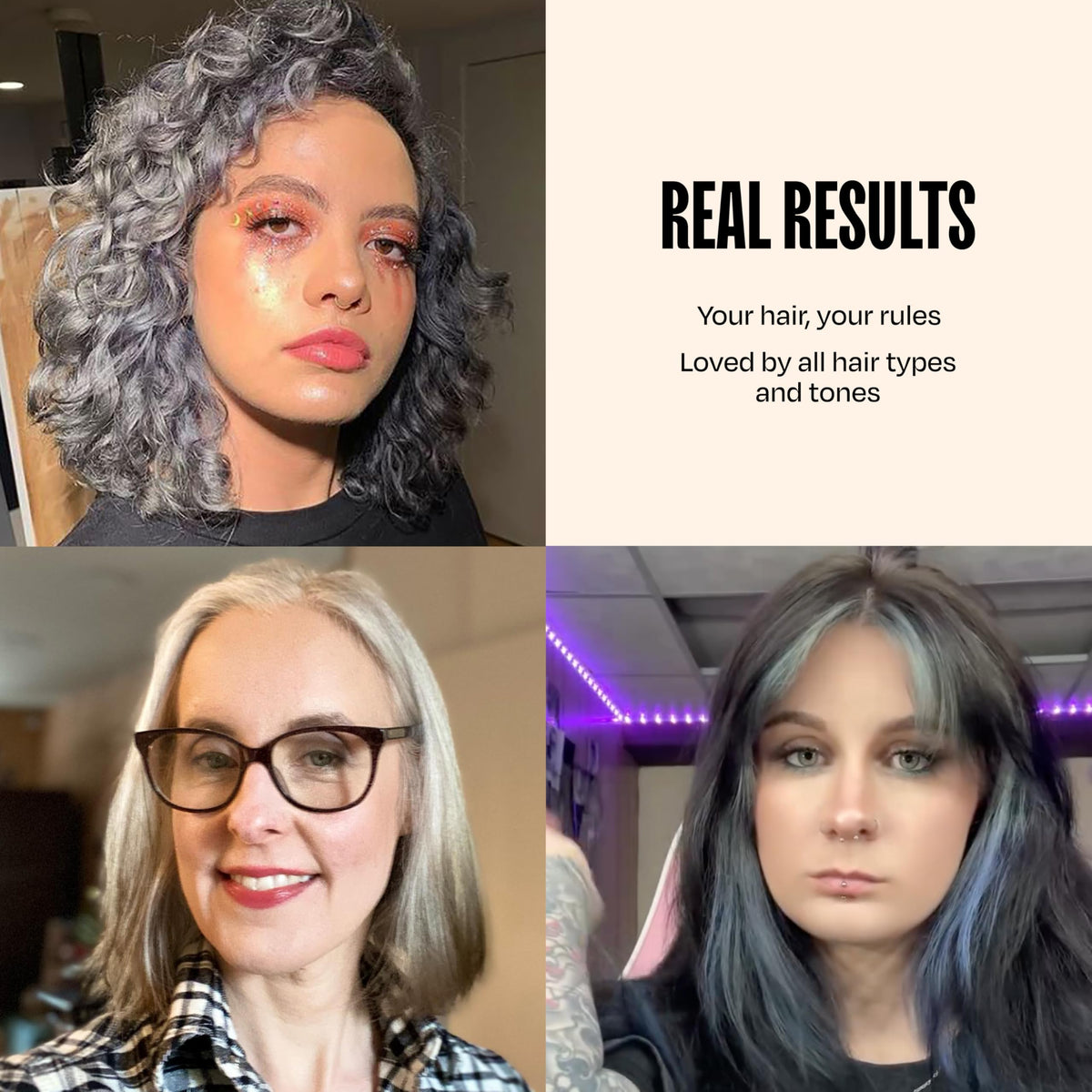 oVertone Twilight Titanium Hair Mask in use with vibrant results