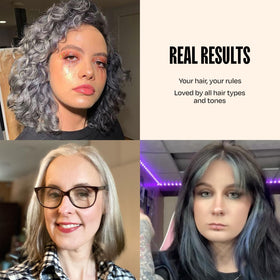 oVertone Twilight Titanium Hair Mask in use with vibrant results