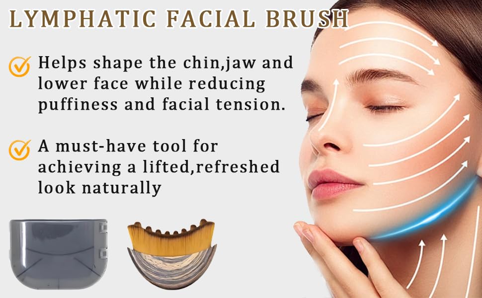 OVQ Lymphatic Contour Face Brush in use with skincare products