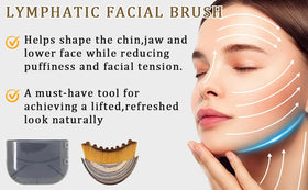 OVQ Lymphatic Contour Face Brush in use with skincare products