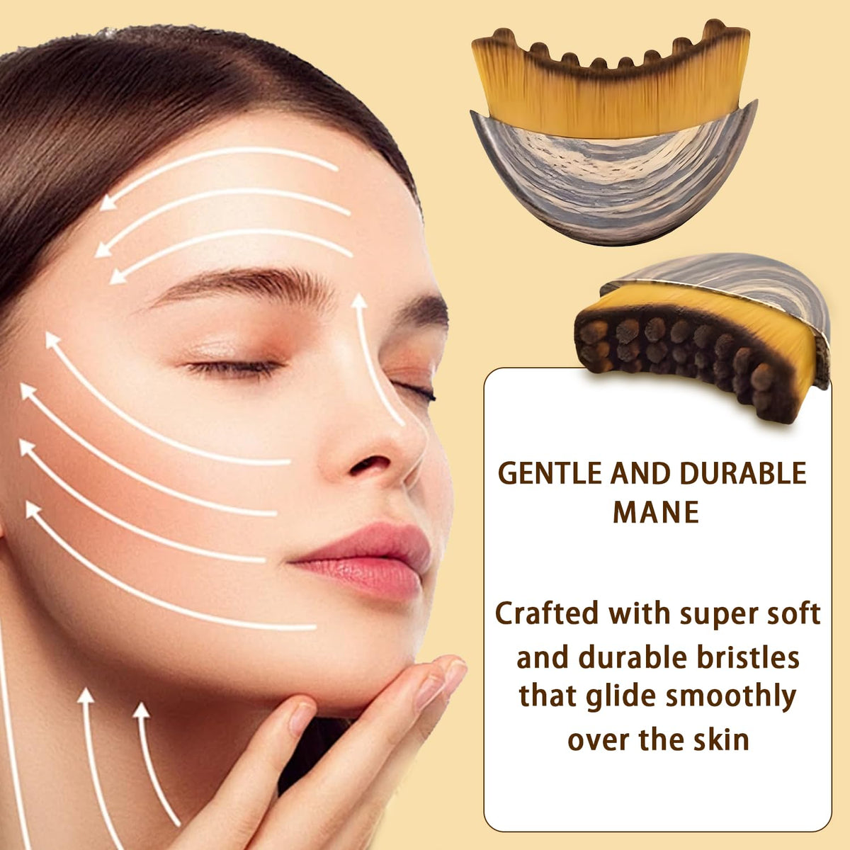 OVQ Lymphatic Contour Face Brush showing soft bristles