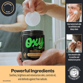 Oxy 3-IN-1 Acne Cleansing Pads in use on skin