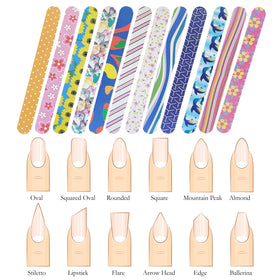 P2P Nails Colorful Nail File Strips arranged in a vibrant display