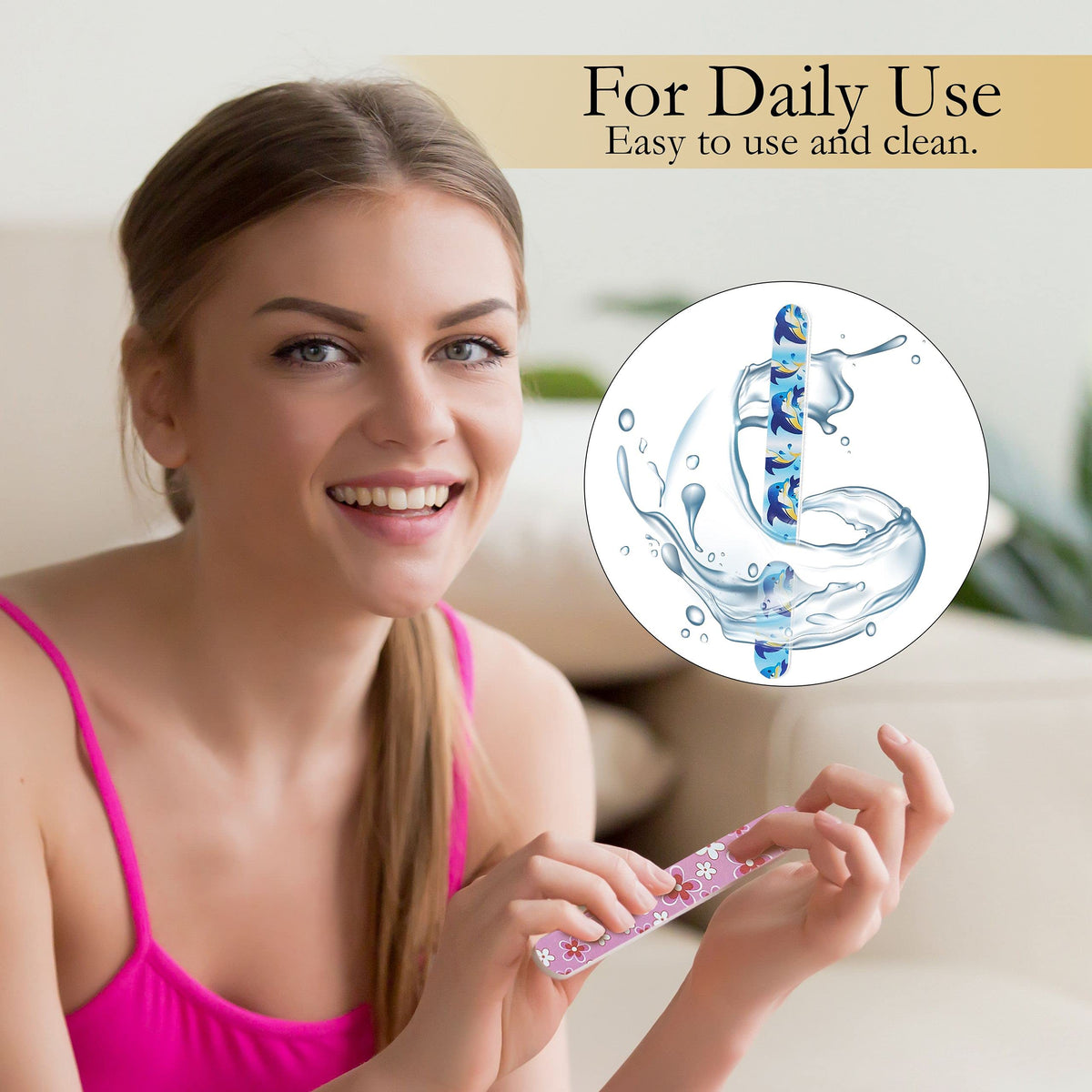 P2P Nails Colorful Nail File Strips in a hand for easy use