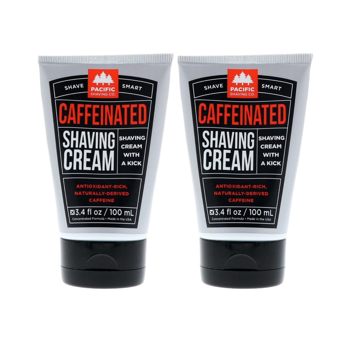 Pacific Shaving Company Caffeinated Shaving Cream front view, 3.4 Oz