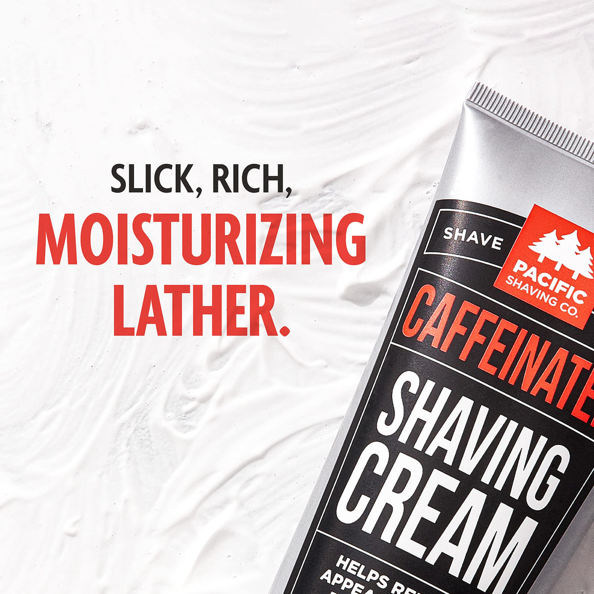 Pacific Shaving Company Caffeinated Shaving Cream in use during shaving