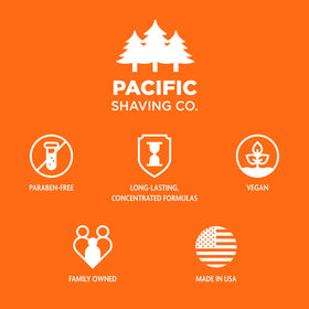 Pacific Shaving Company Caffeinated Shaving Cream packaging with spearmint leaves